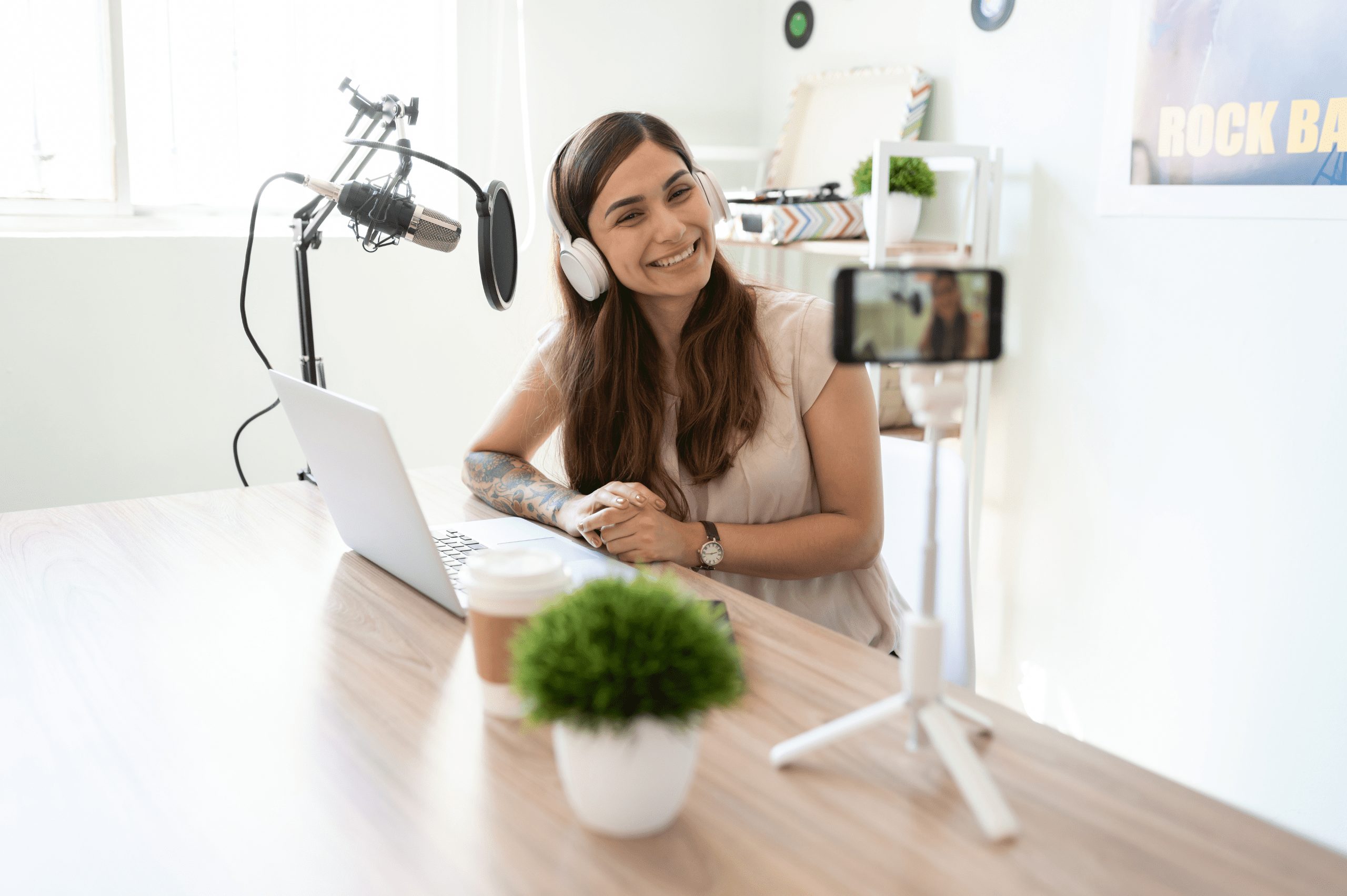 A woman influencer doing a live video review