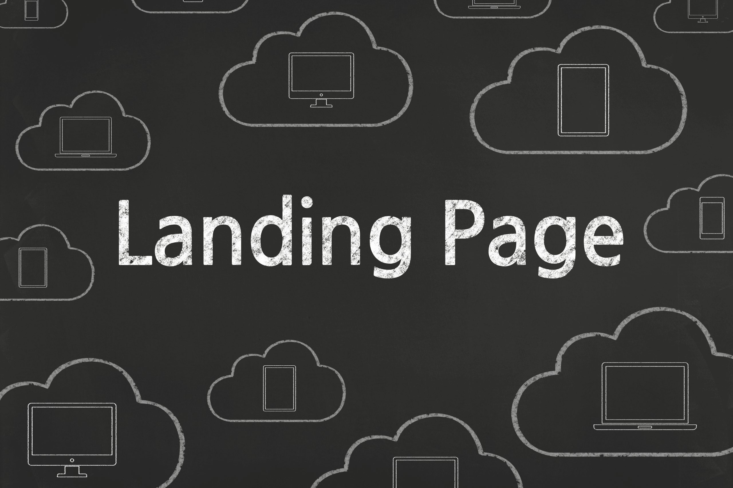 landing page text on a black chalkboard background